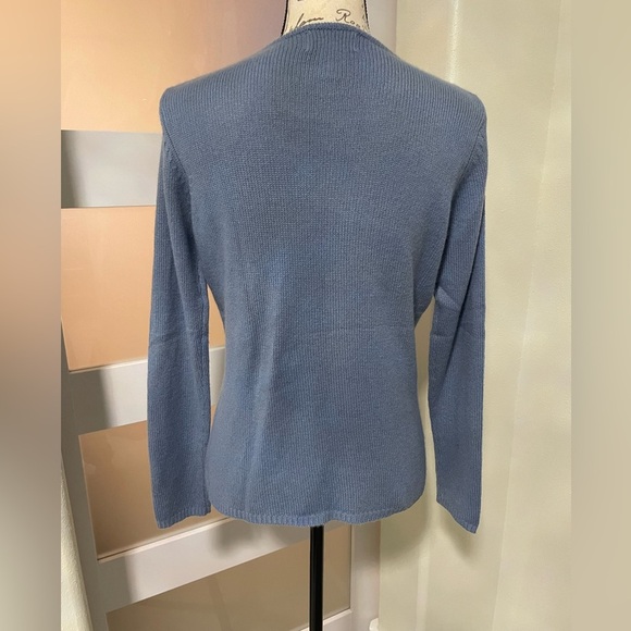 🍂 Sutton Studio Bloomingdale Cashmere blue Crew Neck Sweater - Picture 2 of 4